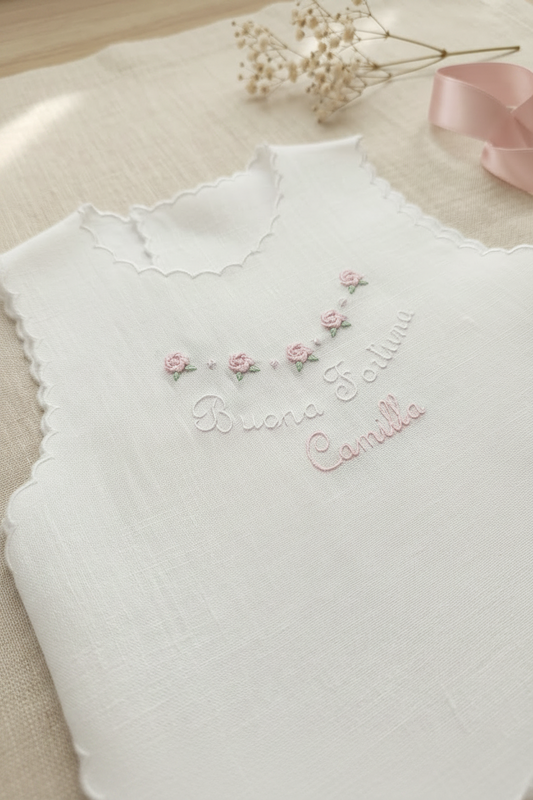 Camicina in lino con roselline
