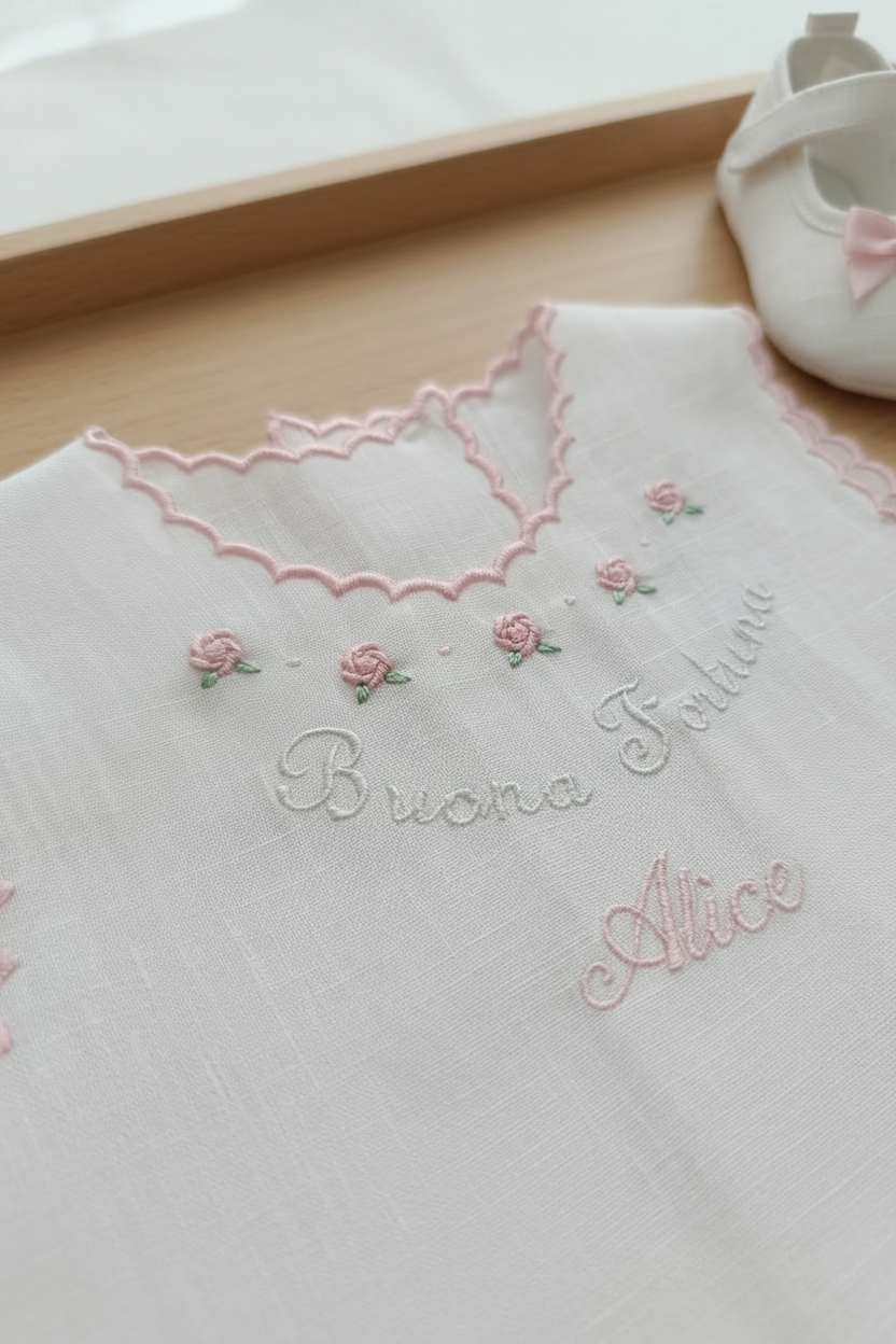 Camicino della fortuna con smerlo rosa