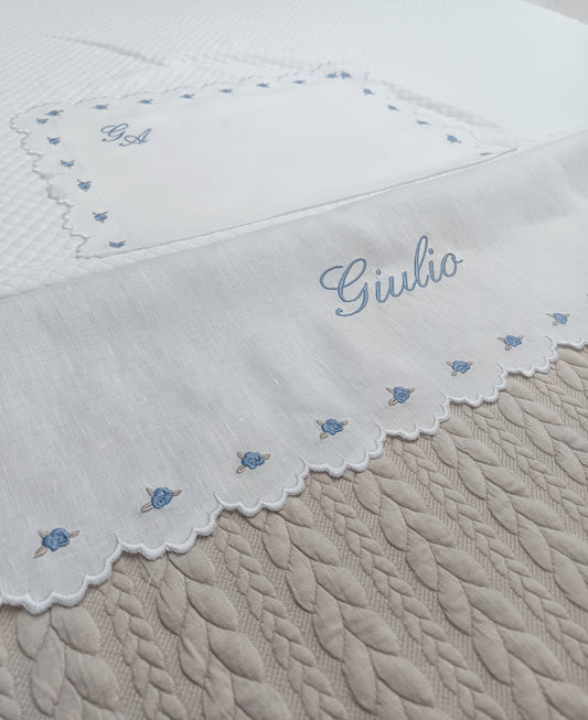 Set lenzuolino con smerlo e roselline