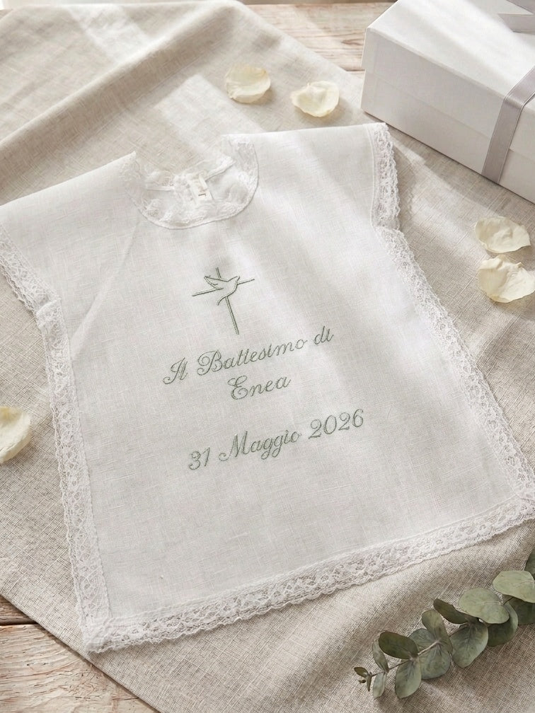 Set Battesimo Componibile - Ricamo Croce e Colomba