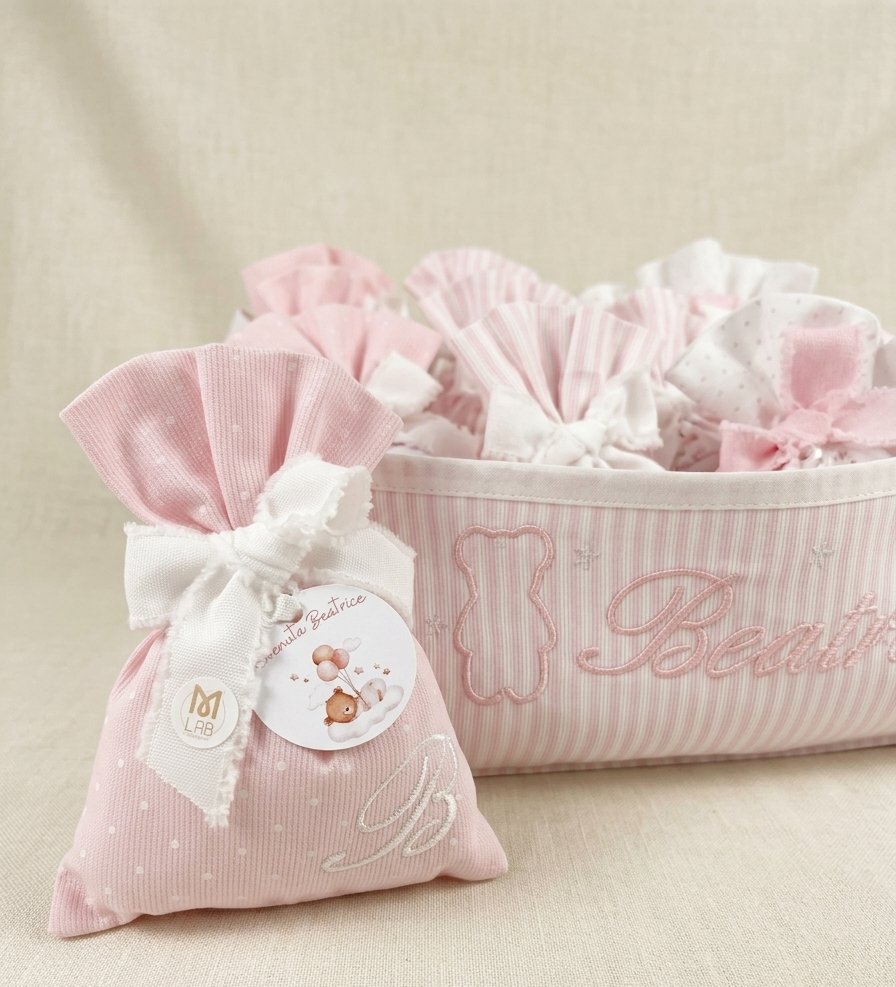 Sacchetto nascita pois rosa