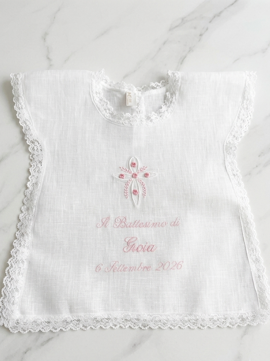 Camicino set battesimo con roselline a vapore
